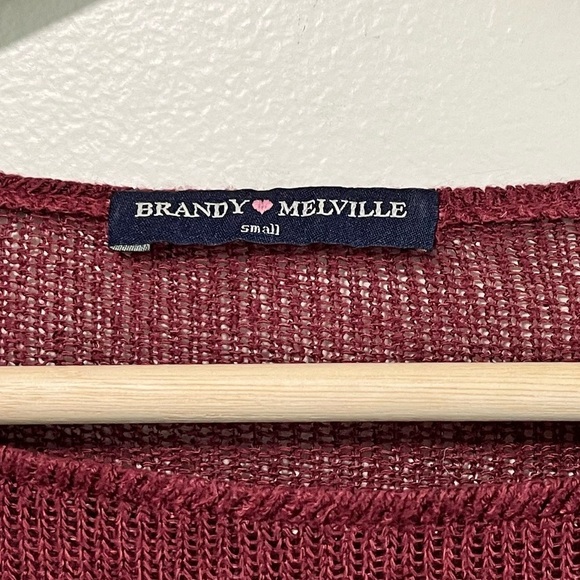 Brandy Melville Burgundy Knit Long Sleeve Top - Small - Picture 3 of 6